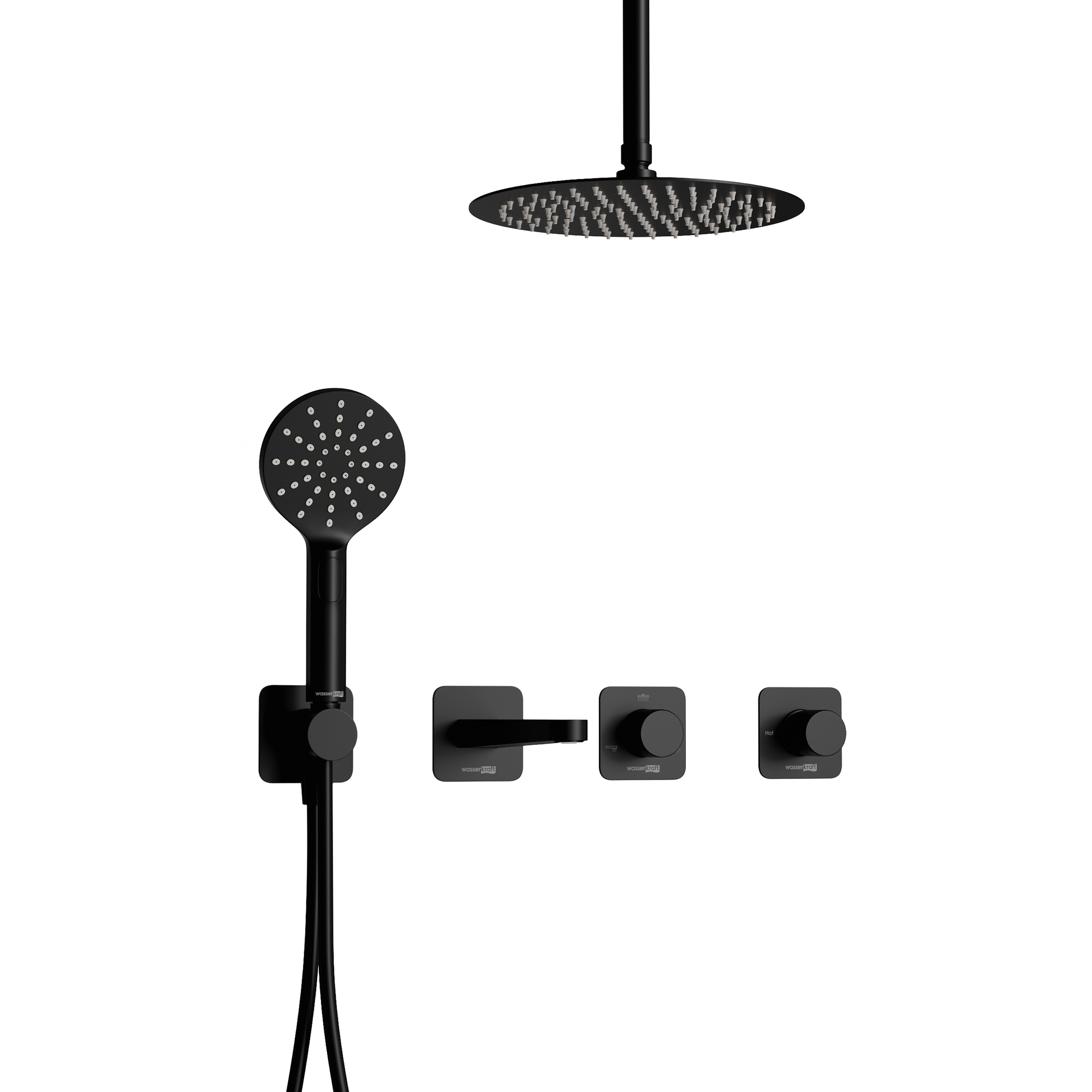 Встраиваемый комплект для ванны с верхней душевой насадкой и лейкой A5251.300.151.258.302.242.339.301